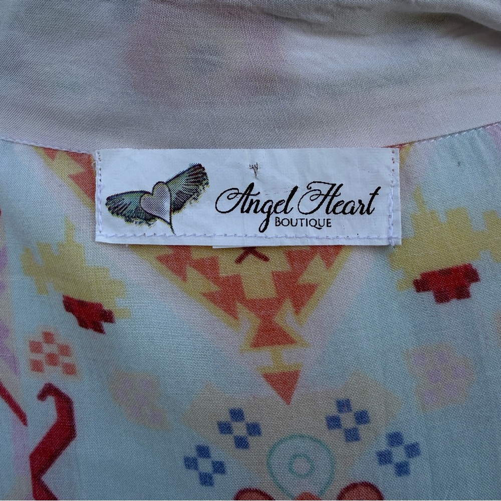 Angel Heart Boutique Embroidered Kimono Style Open Robe Duster Multicolor O/S - Picture 3 of 16